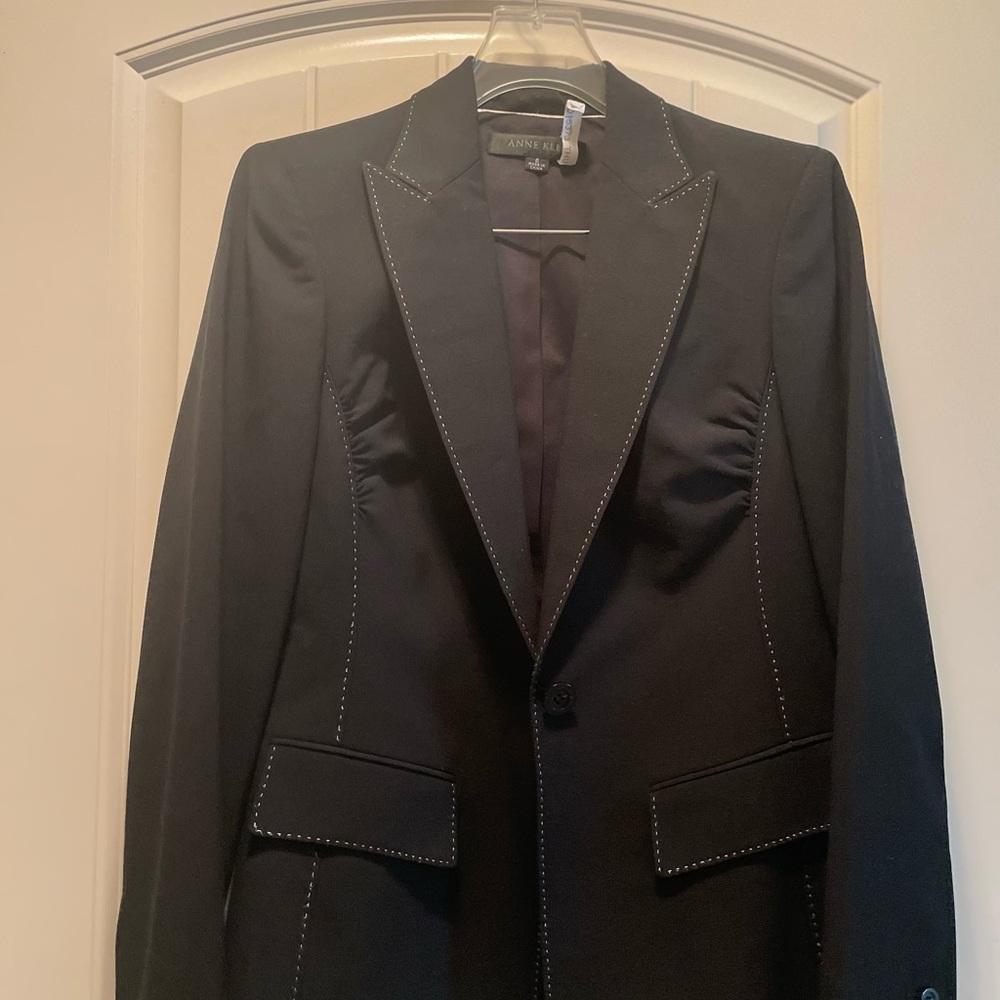 Anne Klein - Unique Black Blazer with White Stitching